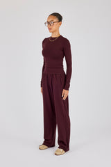 Soft Touch Long Sleeve Top & Trouser - Burgundy
