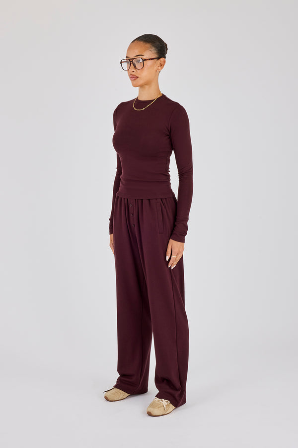 Soft Touch Long Sleeve Top & Trouser - Burgundy
