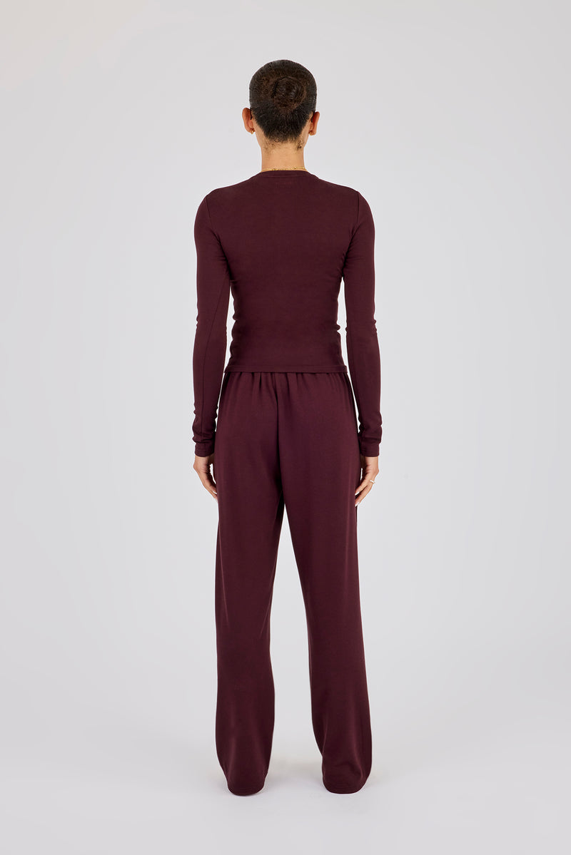 Soft Touch Long Sleeve Top & Trouser - Burgundy