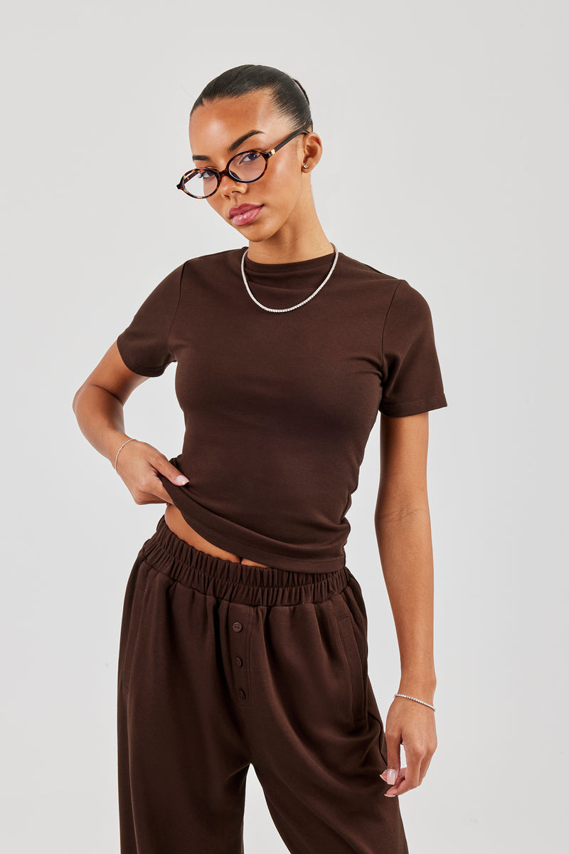 Soft Touch Kurzarm-T-Shirt - Schokolade