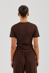 Soft Touch Kurzarm-T-Shirt - Schokolade