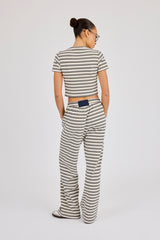 Kurzarm-Top und Hose mit weichem Griff und Doppelstreifen – Blau