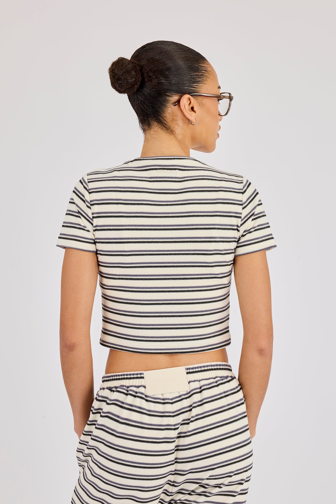 Soft Touch Double Stripe Short Sleeve Top - Blue