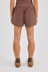 Soft Touch Double Stripe Short - Chocolate