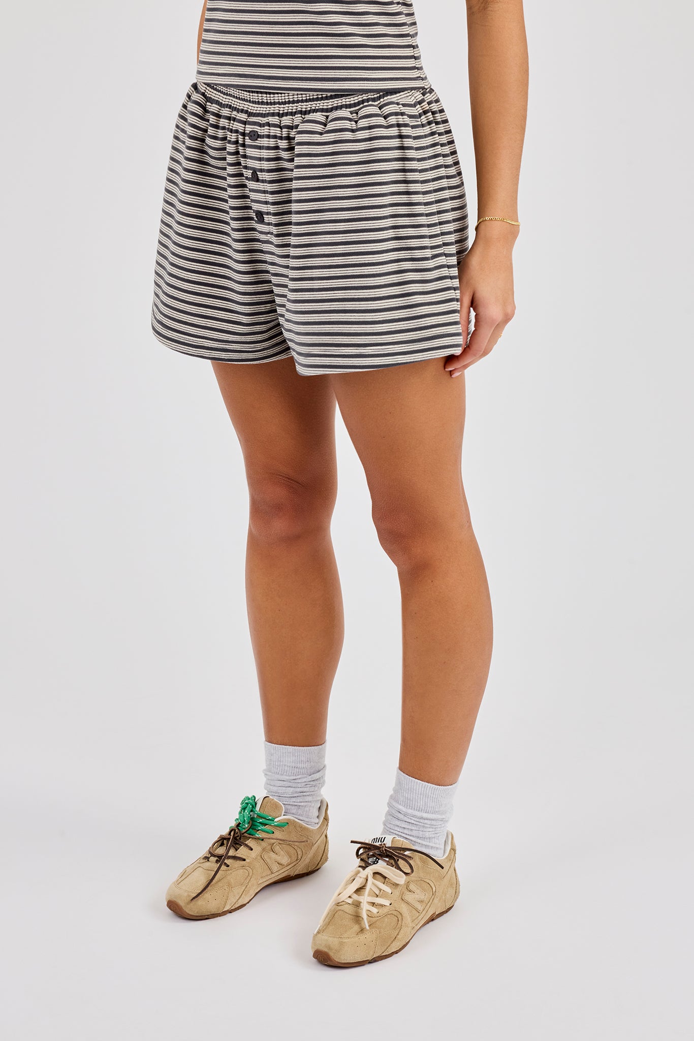 Soft Touch Double Stripe Short - Grey