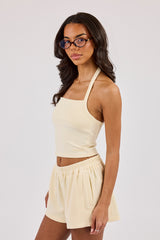 Peached Soft Touch Halterneck Top - Butter Yellow