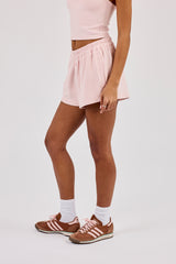 Peached Soft Touch Button Front Short - Baby Pink