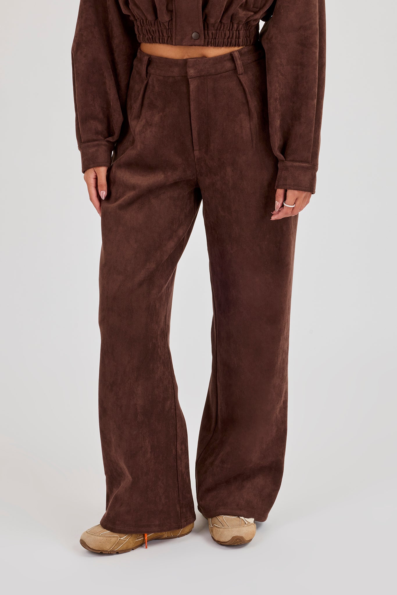 Suede Wide Leg Trouser - Chocolate