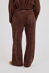 Suede Wide Leg Trouser - Chocolate