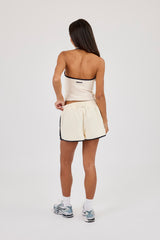 Taping Double Halterneck Top & Towelling Runner Short - Off White