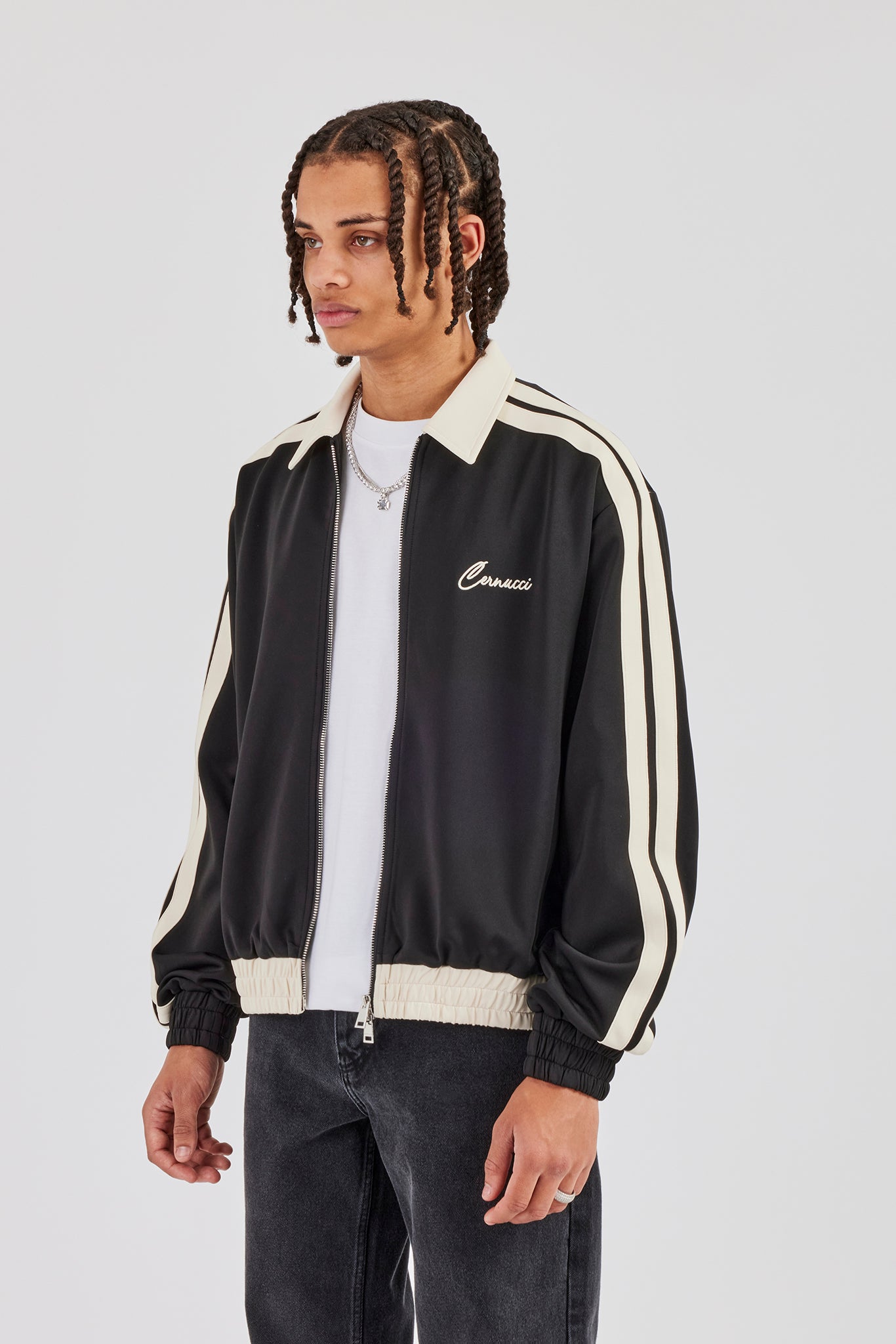 Jacke mit kontrastierendem Kragenband - Schwarz