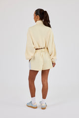 Taping Cropped Funnel Neck Jacket & Taping Short - Butter Yellow
