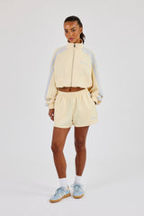 Taping Cropped Funnel Neck Jacket & Taping Short - Butter Yellow