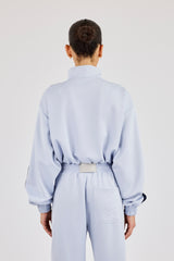 Taping Cropped Funnel Neck Jacket - Light Blue