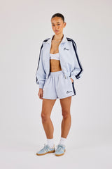 Taping Cropped Funnel Neck Zip Through & Short– Light Blue