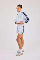 Taping Cropped Funnel Neck Zip Through & Short– Light Blue