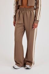 Taping Wide Leg Track Pant - Taupe