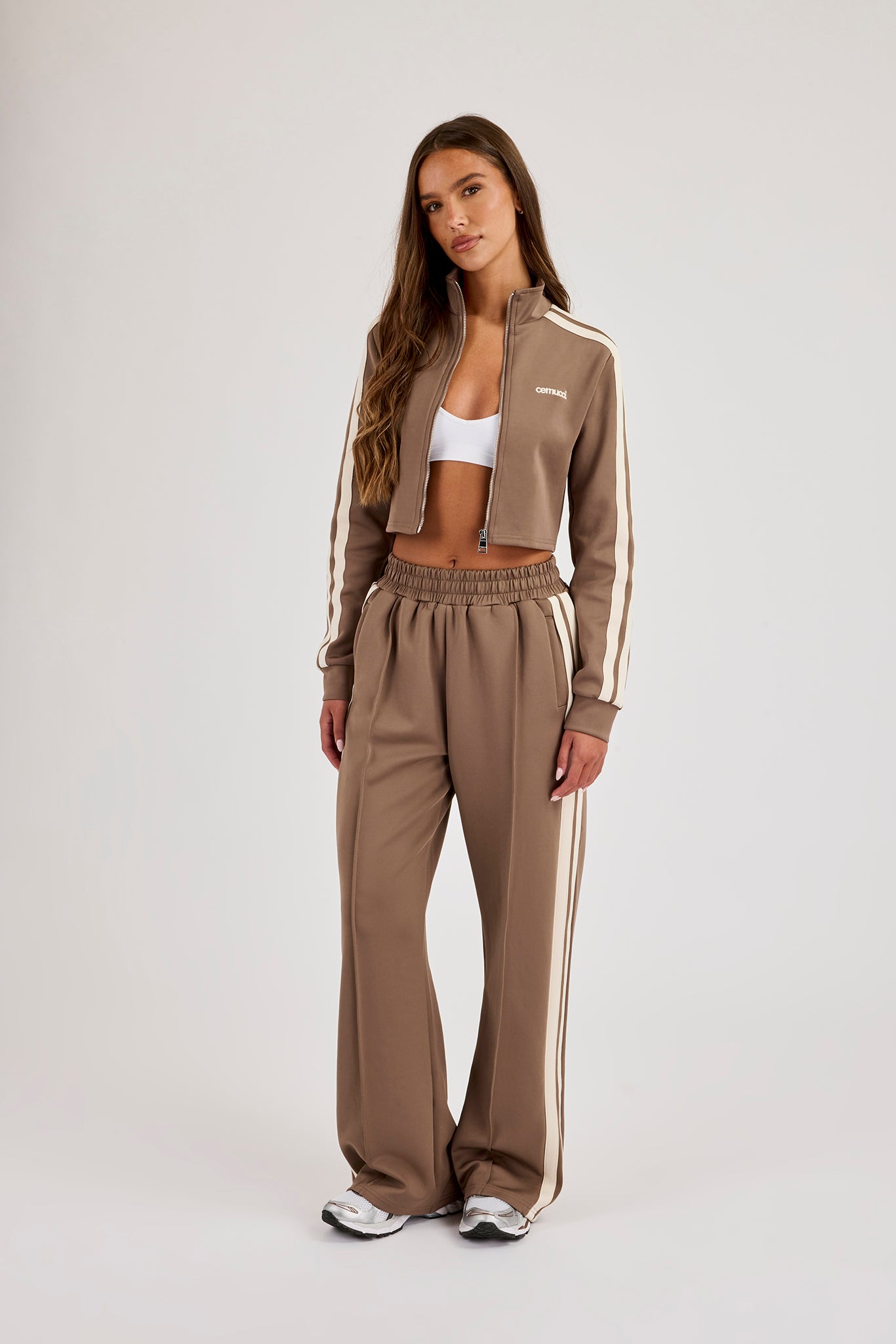Taping Wide Leg Track Pant - Taupe
