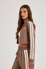 Fitted Taping Track Top - Taupe