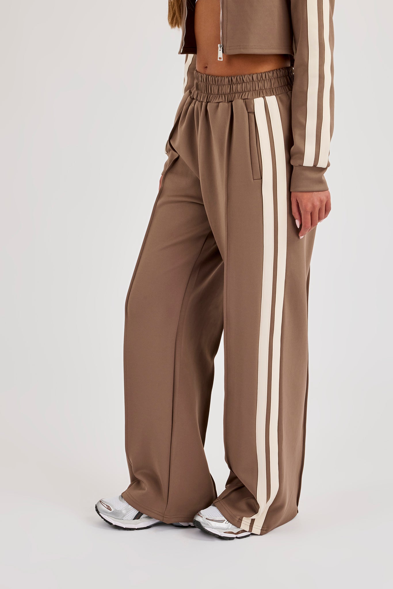 Taping Wide Leg Track Pant - Taupe