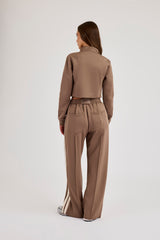 Taping Wide Leg Track Pant - Taupe