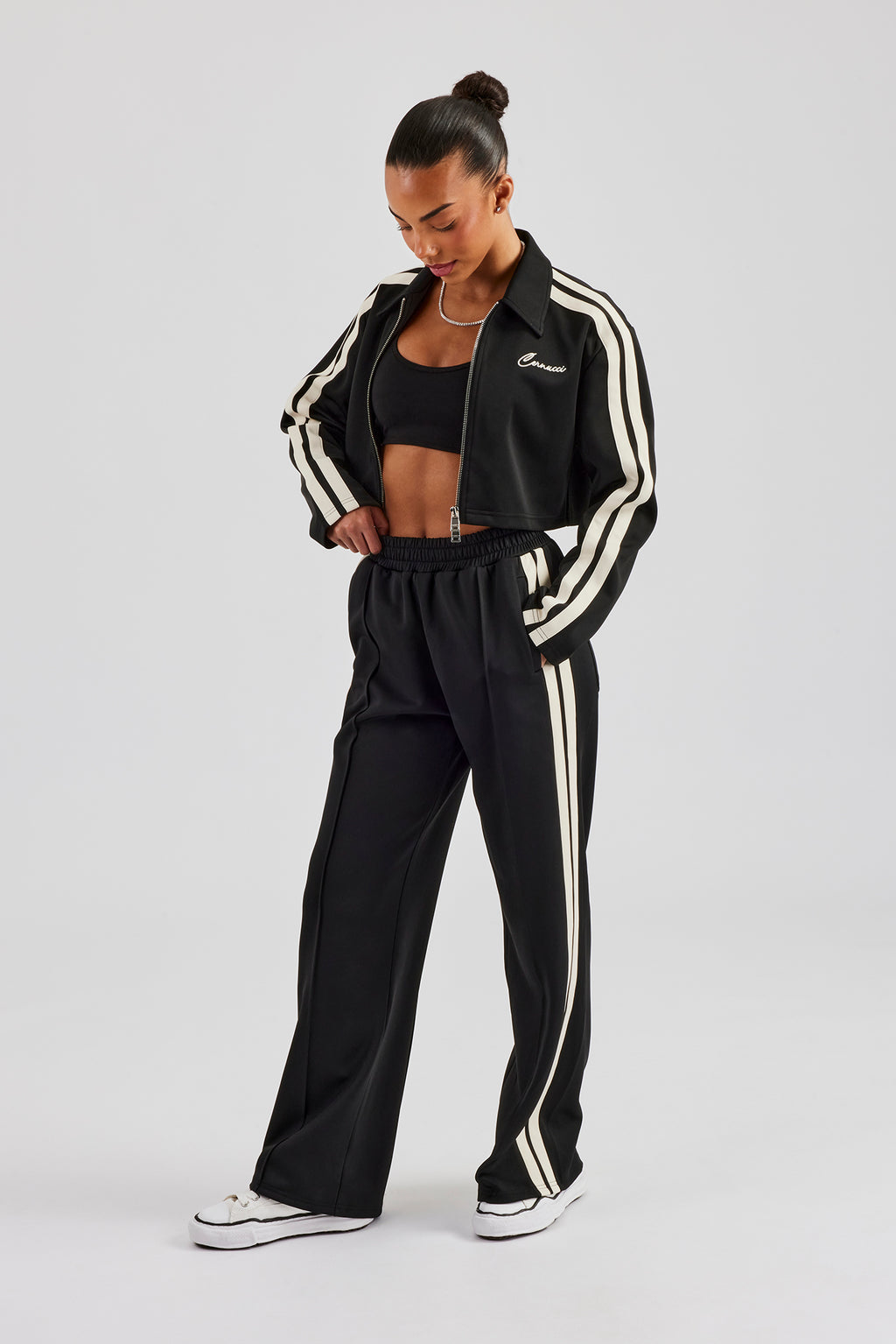 Relay Tracksuit Cropped Harrington Taping Tracksuit - Black | Womens Sets | Shop ...