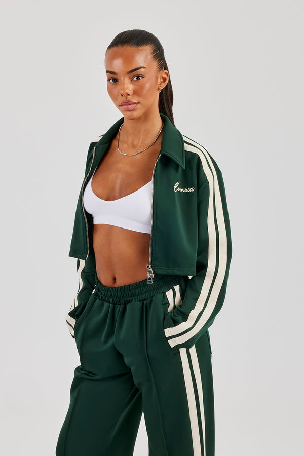 Taping Cropped Harrington Jacket - Bottle Green