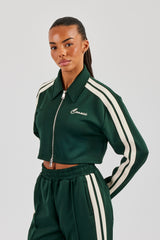 Kurze Harrington-Jacke mit Taping - Flaschengrün