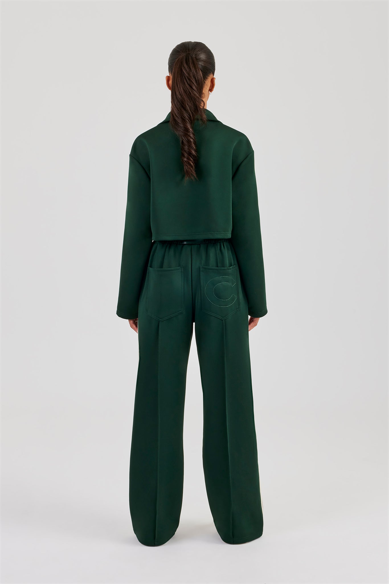 Kurze Harrington-Jacke und Trainingshose mit Taping - Flaschengrün