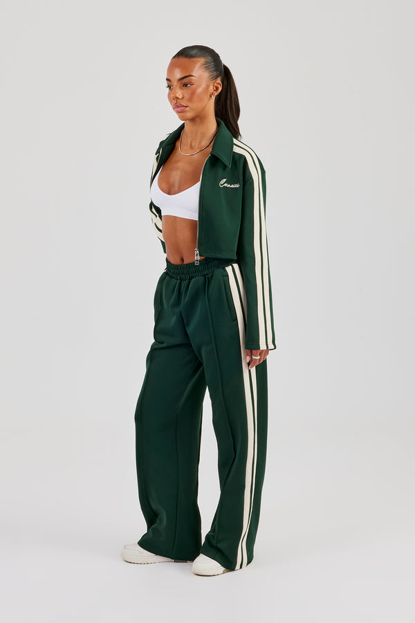 Kurze Harrington-Jacke und Trainingshose mit Taping - Flaschengrün