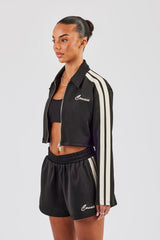 Taping Cropped Harrington Jacket & Taping Short - Black
