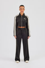 Cropped Harrington Taping Jacket & Tailored Trouser - Black