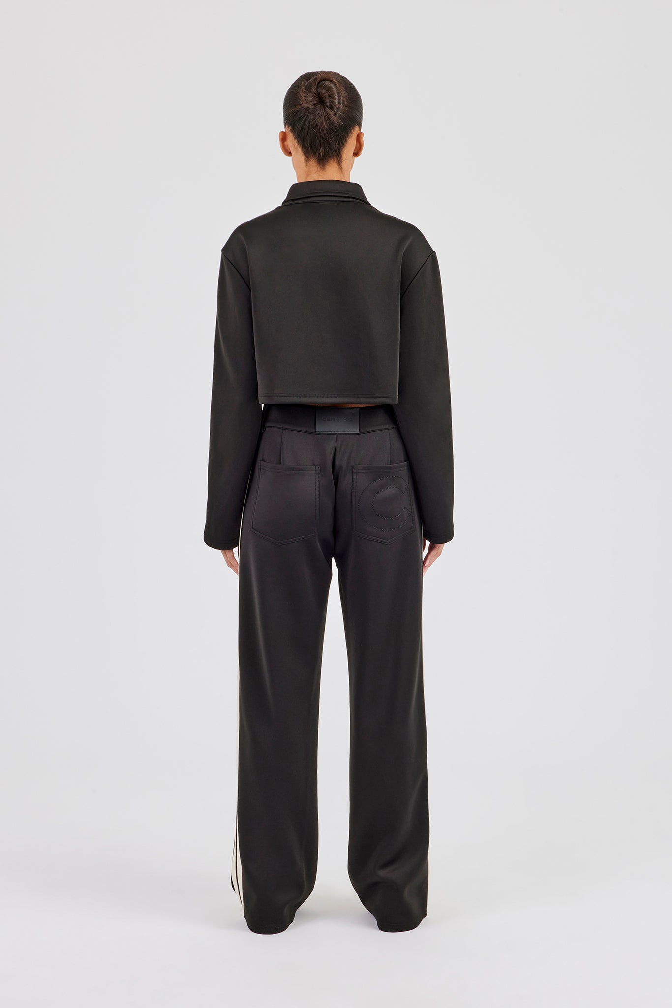 Cropped Harrington Taping Jacket & Tailored Trouser - Black