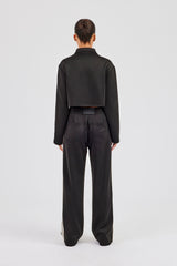 Cropped Harrington Taping Jacket & Tailored Trouser - Black