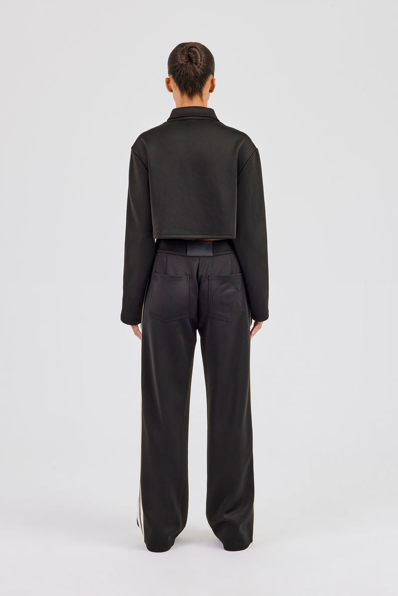 Cropped Harrington Taping Jacket & Tailored Trouser - Black