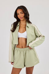 Taping Cropped Harrington Jacket - Sage Green