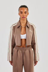 Taping Cropped Harrington Jacket - Taupe
