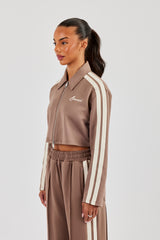 Taping Cropped Harrington Jacket - Taupe