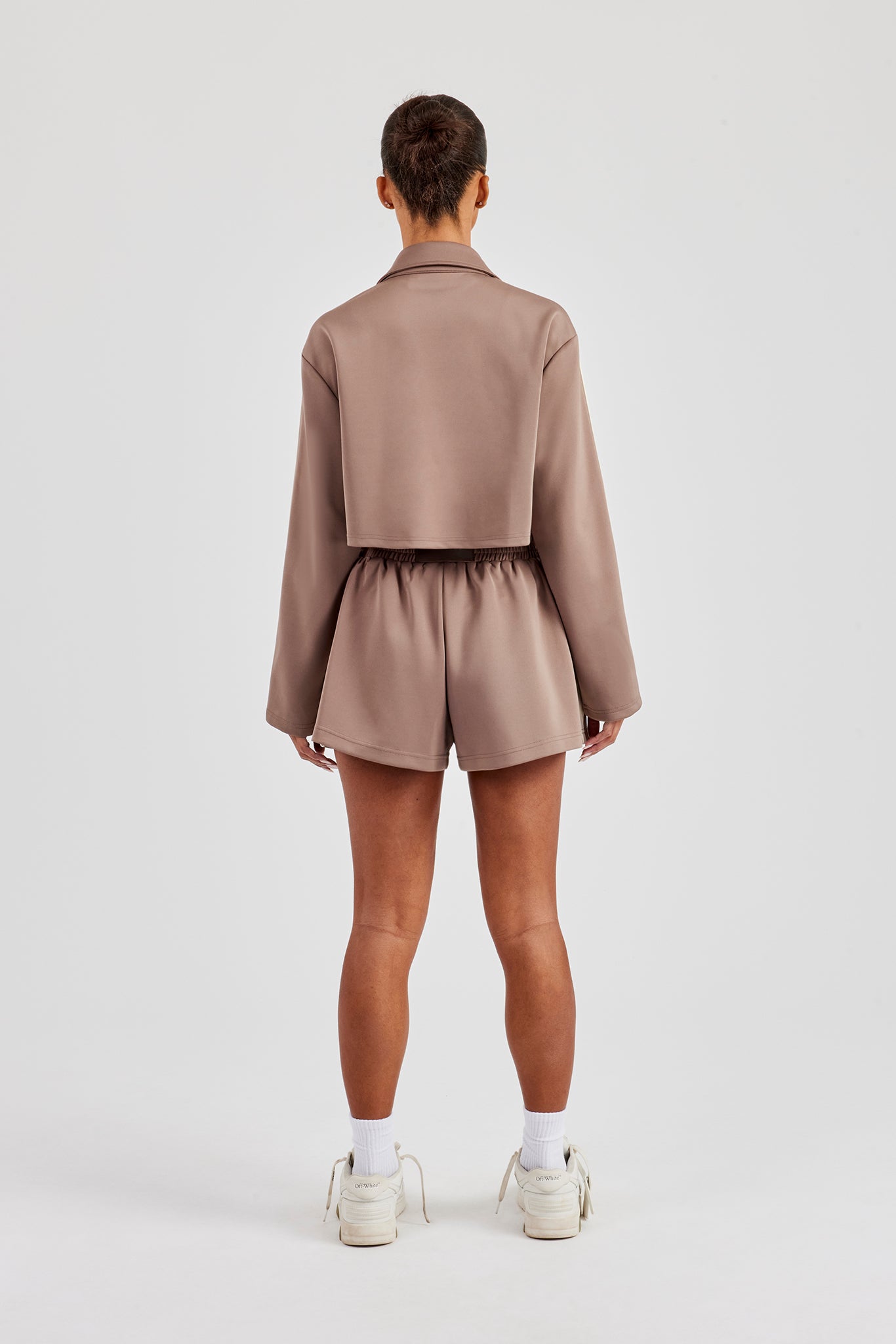 Taping Cropped Harrington Jacket & Short - Taupe