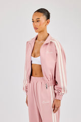 Taping Cropped Funnel Neck Jacket - Dusty Pink