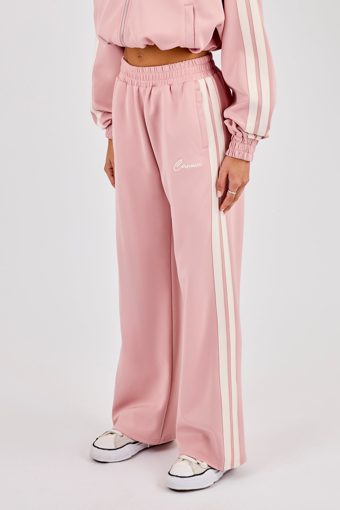 Taping Wide Leg Track Pant - Dusty Pink