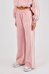 Taping Wide Leg Track Pant - Dusty Pink
