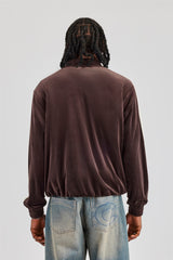 Zip Through Taping Velour Track Jacket - Chocolate