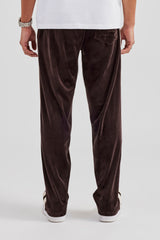 Taping Straight Leg Velour Track Pant - Chocolate