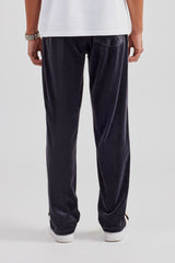 Velours-Trainingshose mit geradem Bein und Zierband - Anthrazit