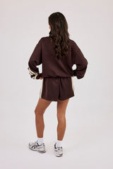Logo Embroidered Funnel Neck Zip Through Track Jacket & Short – Chocolate