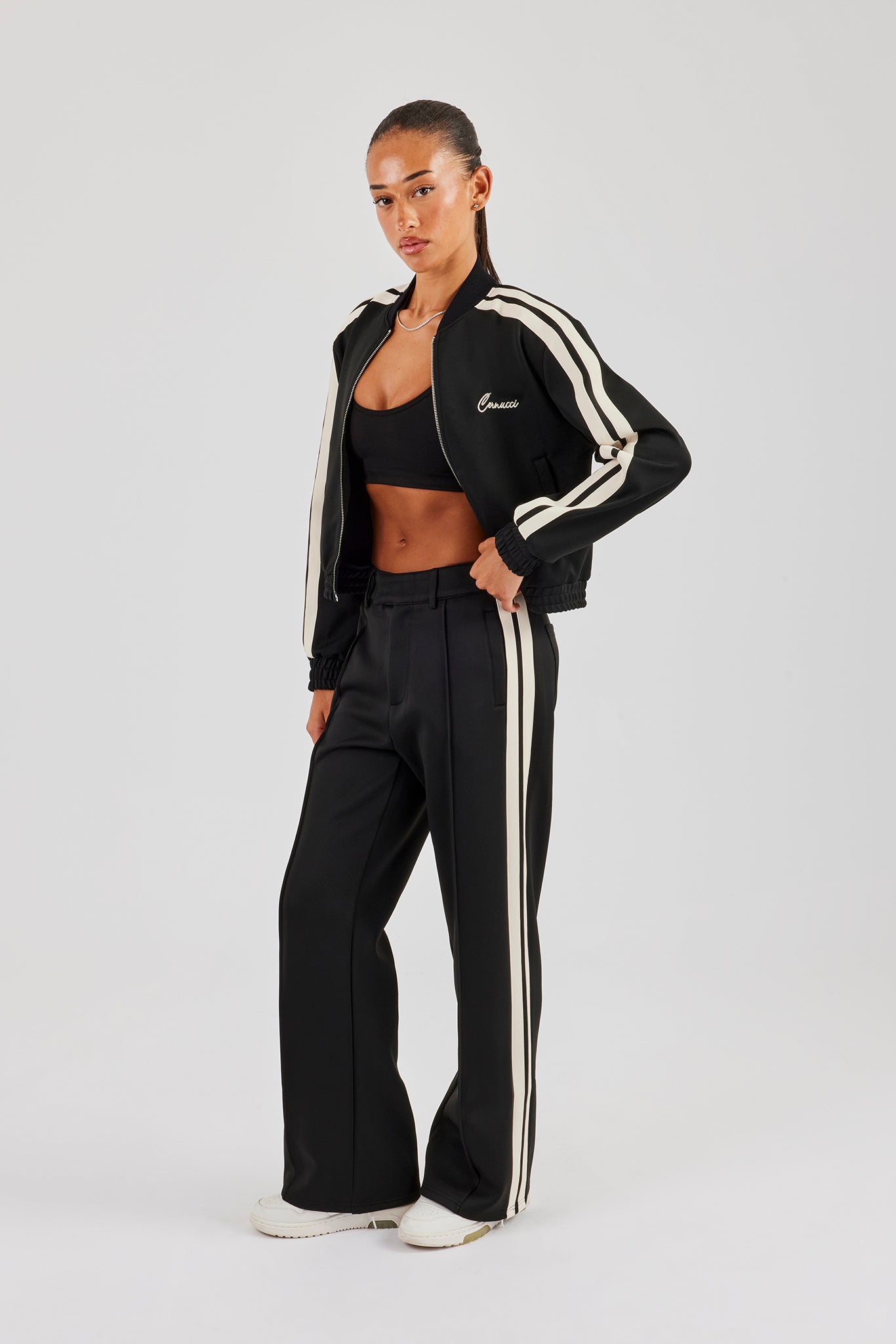 Taping Bomber Jacket & Tailored Trousers - Black