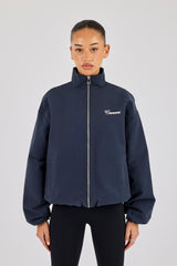 Trainingsjacke aus Twill mit Stehkragen – Marineblau