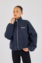 Trainingsjacke aus Twill mit Stehkragen – Marineblau