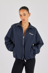 Trainingsjacke aus Twill mit Stehkragen – Marineblau